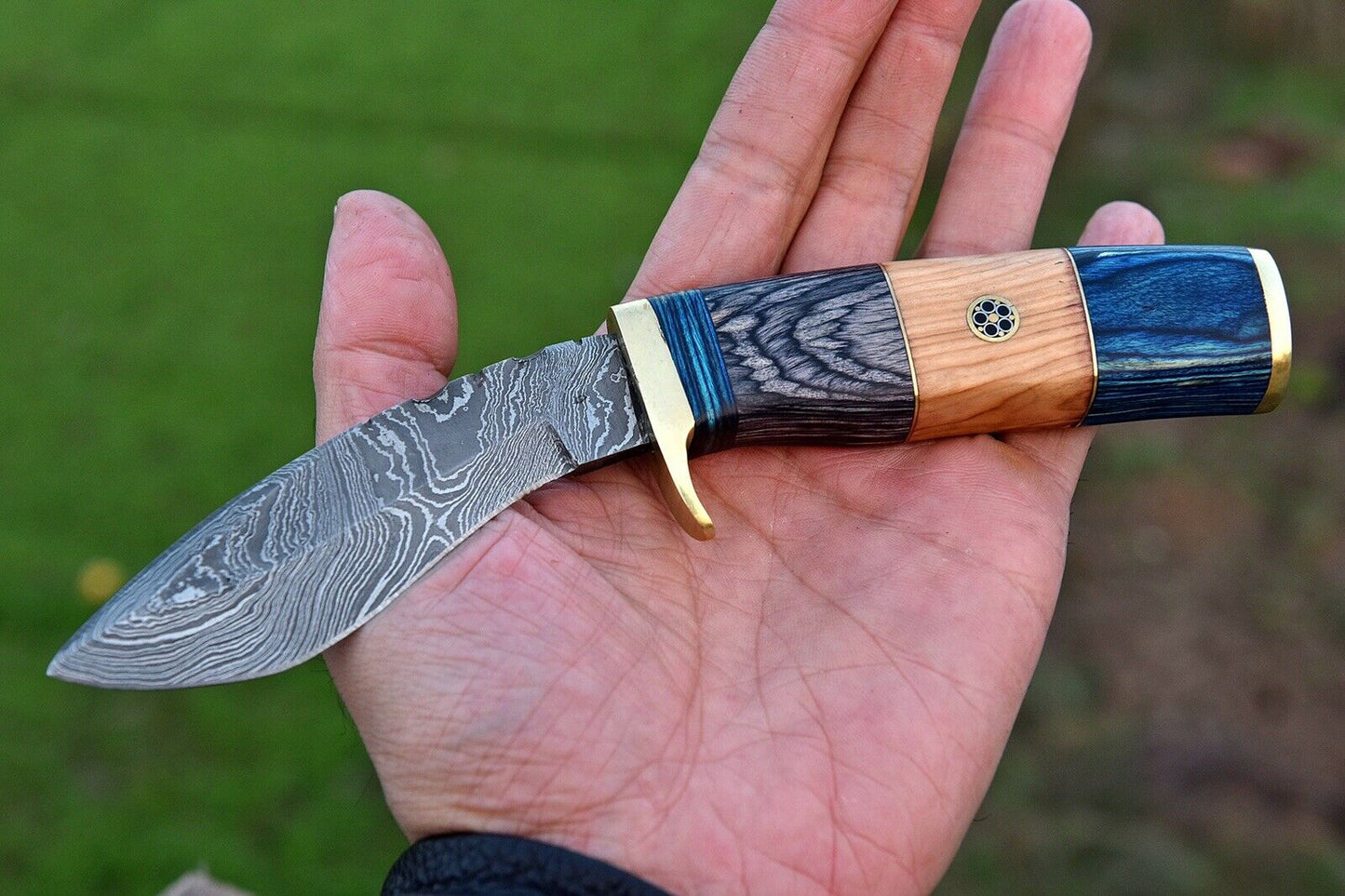 HS-880 Custom Handmade Damascus Kukri Knife With Hard Wood And Bone Handle