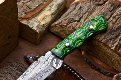 HS-705 Custom Handmade Damascus Steel Skinner Knife - Beautiful Wood Handle