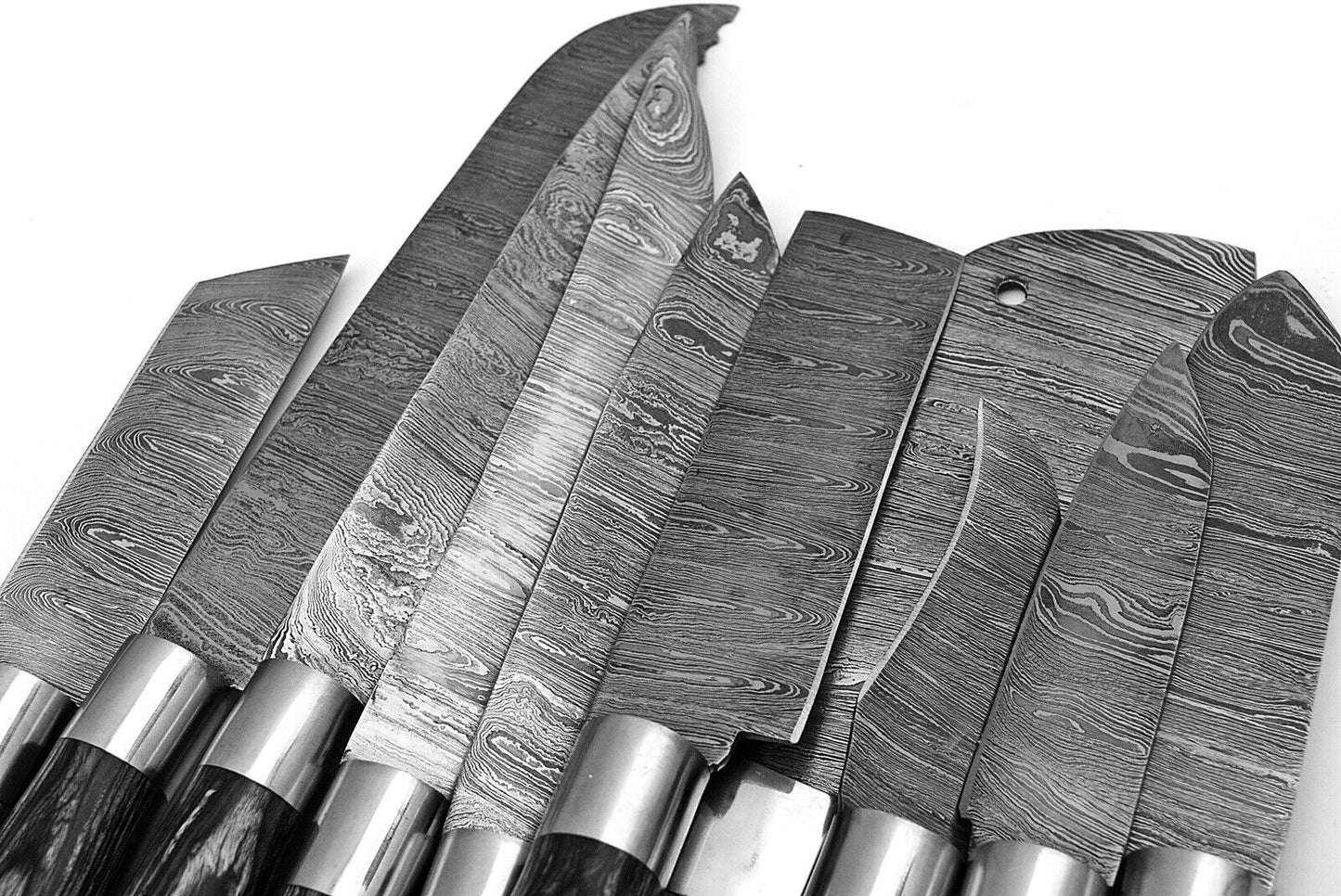 HS-182 Custom Handmade Damascus Steel Chef/Kitchen Knives Set lot of ten - Hard Wood Handle