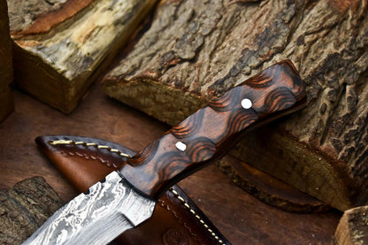 HS-656 Custom Handmade Damascus Hunting Skinning Blade Hunter Camping Full Tang Knife
