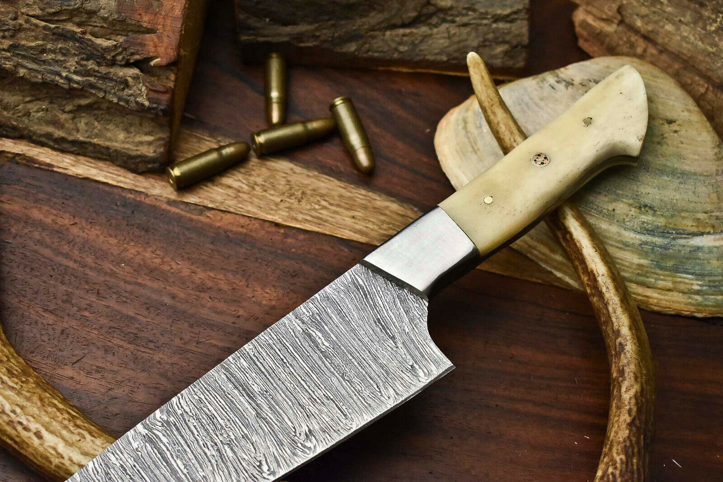 HS-267 Hand Made Damascus Steel Blade Chef Kitchen Full Tang Knife | Camel Bone best gift for mom