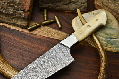 HS-267 Hand Made Damascus Steel Blade Chef Kitchen Full Tang Knife | Camel Bone best gift for mom