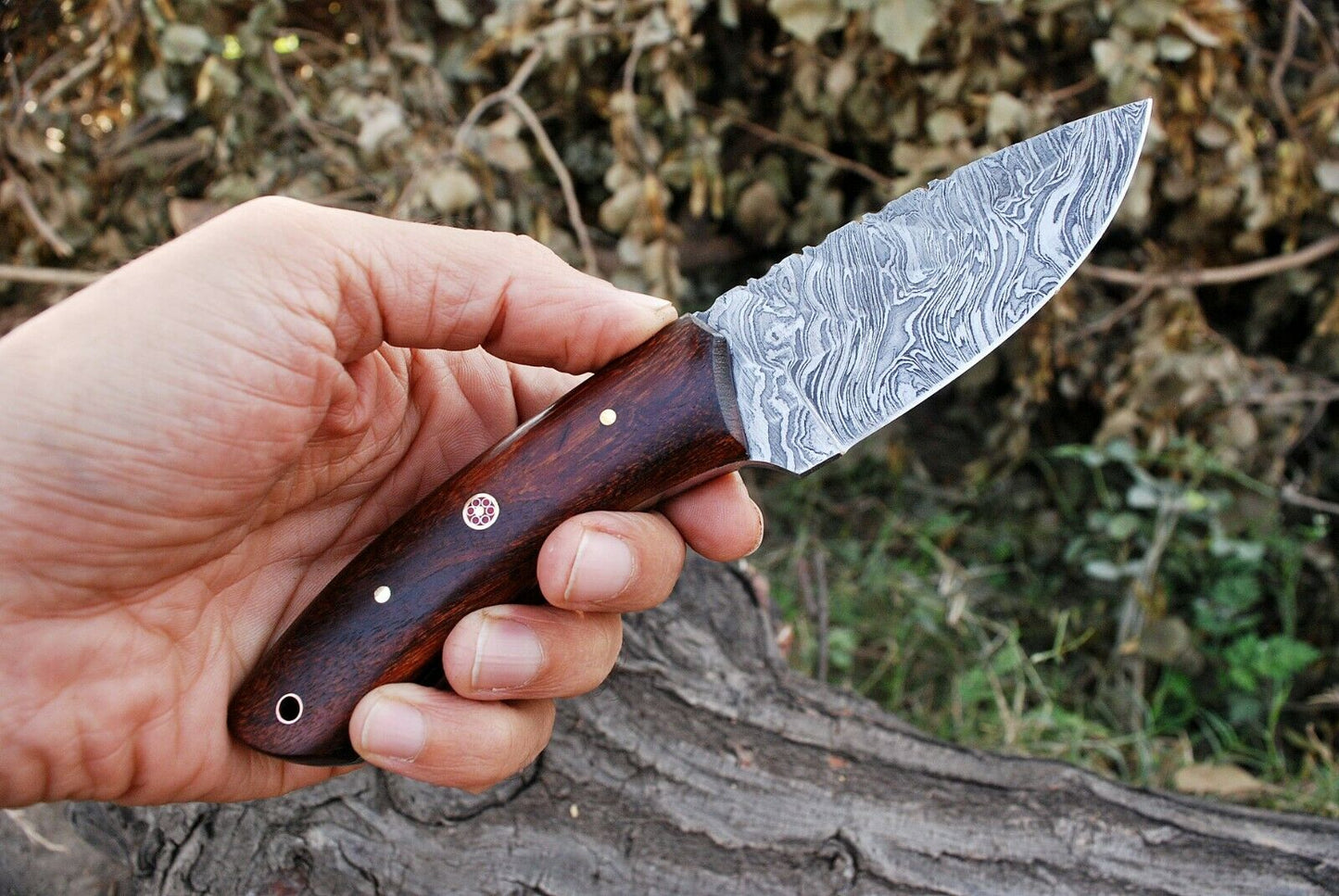 HS-560  8" Custom Hand Forged Damascus Steel Drop Point Blade Hunting Knife