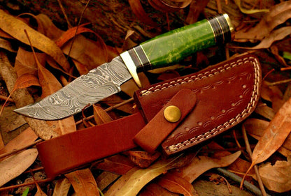 HS-388 '' CUSTOM HANDMADE FORGED DAMASCUS Steel Hunting Knife W/Resin & Brass Guard Handle