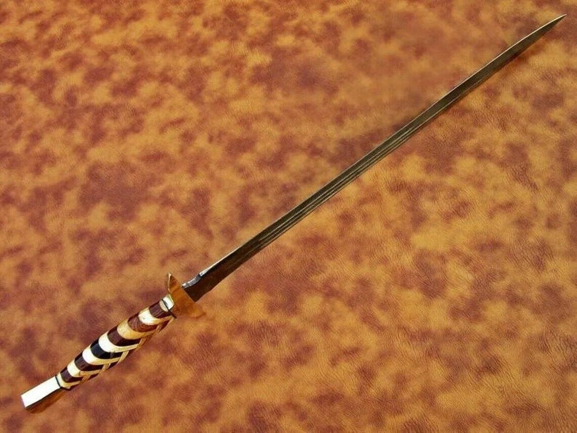 Damascus Steel Sword 32" – Brass & Wood Handle | HS-1091