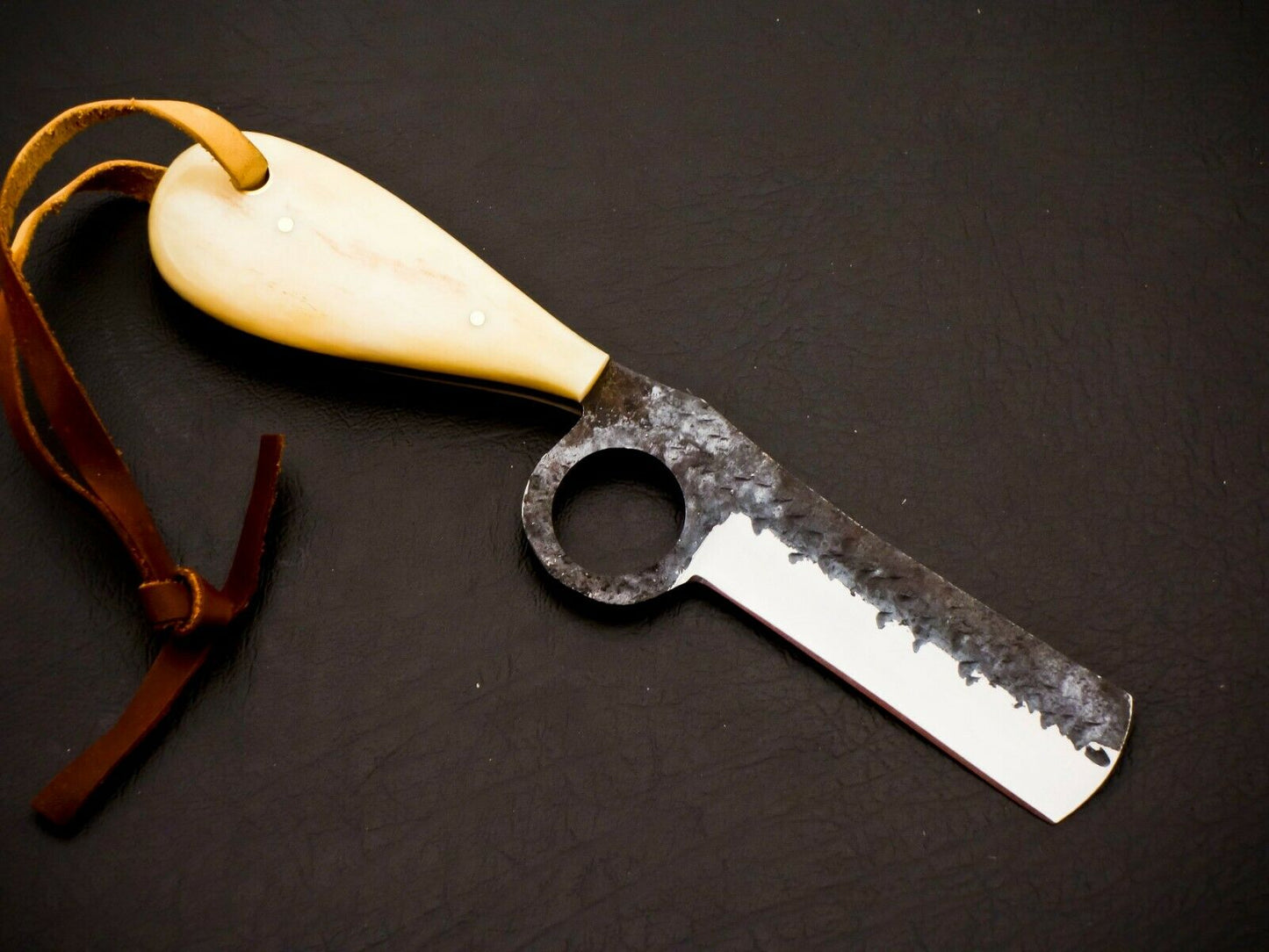 HS-959 Carbon Steel Cowboy Bull Cutter Knife – 6.5 Inch, Blade-Forward, Full Tang