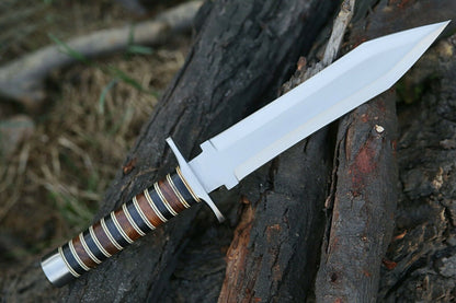 HS-855 '' D2 Steel Blade Dagger, Hunting Dagger, Survival Knife, with leather sheath..