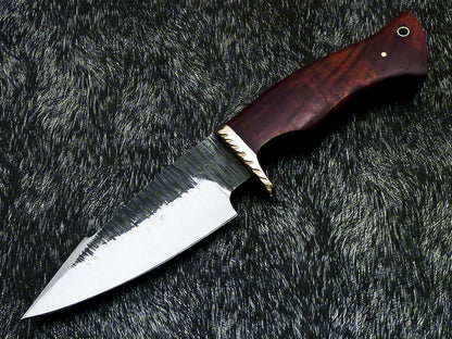 HS-377 '' Custom Hand Forged Railroad Spike Carbon Steel 10" Skinning Knife Wood
