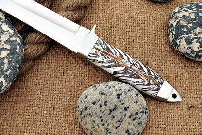 HS-1098 | Custom Handmade Steel D2 Fighter Hunting Combat Mini Tanto Blade Sword knife With Resin Handle