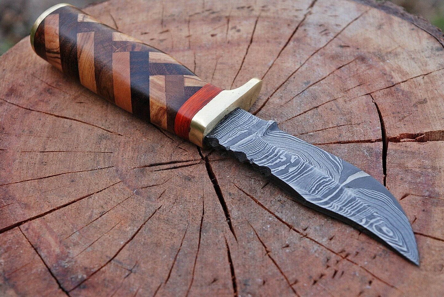 HS-430 | Custom Handmade Damascus Steel Hunitng Knife - Buffalo Horn Handle