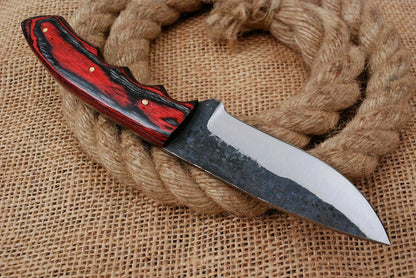 HS-752 Custom Hand Forged Railroad Steel Skinner Knife 8.0 inch Overall Hard Wood Handle
