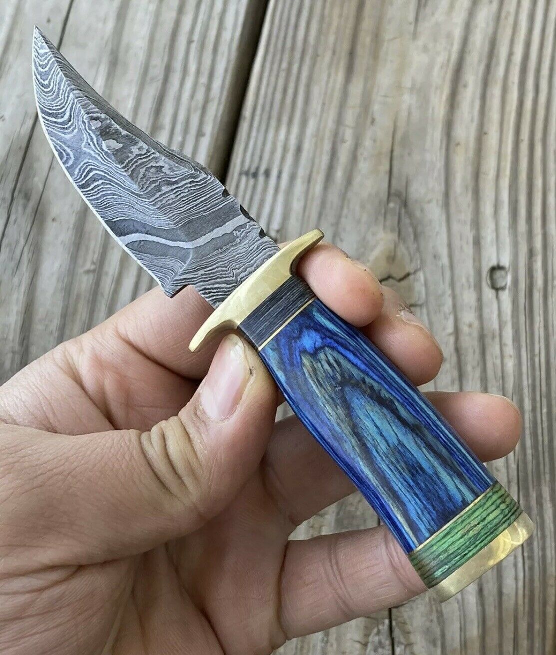 HS-728 Custom Handmade Damascus Steel Skinner Knife - Awesome Hard Wood Handle