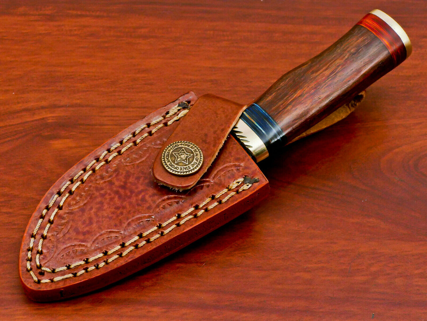HS-788 Custom Handmade Damascus Skinner Knife With Wood Handles