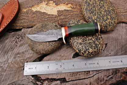 HS-791 Custom Handmade Damascus Skinner/Hunting Knife With Camel Bone Handle