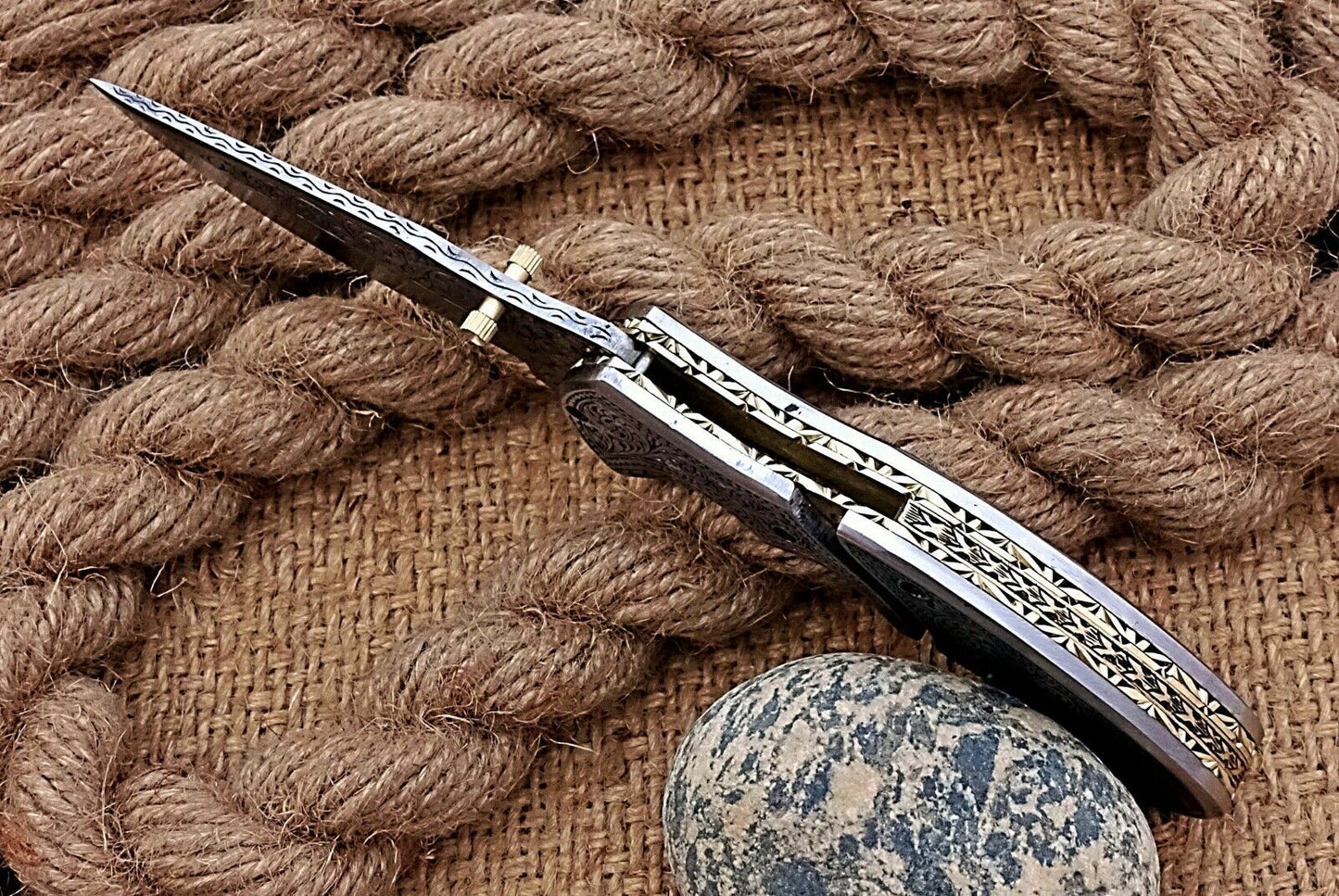 Custom Made Hand Engraved Folding-Pocket Knife Life Time Used With Very Good Price