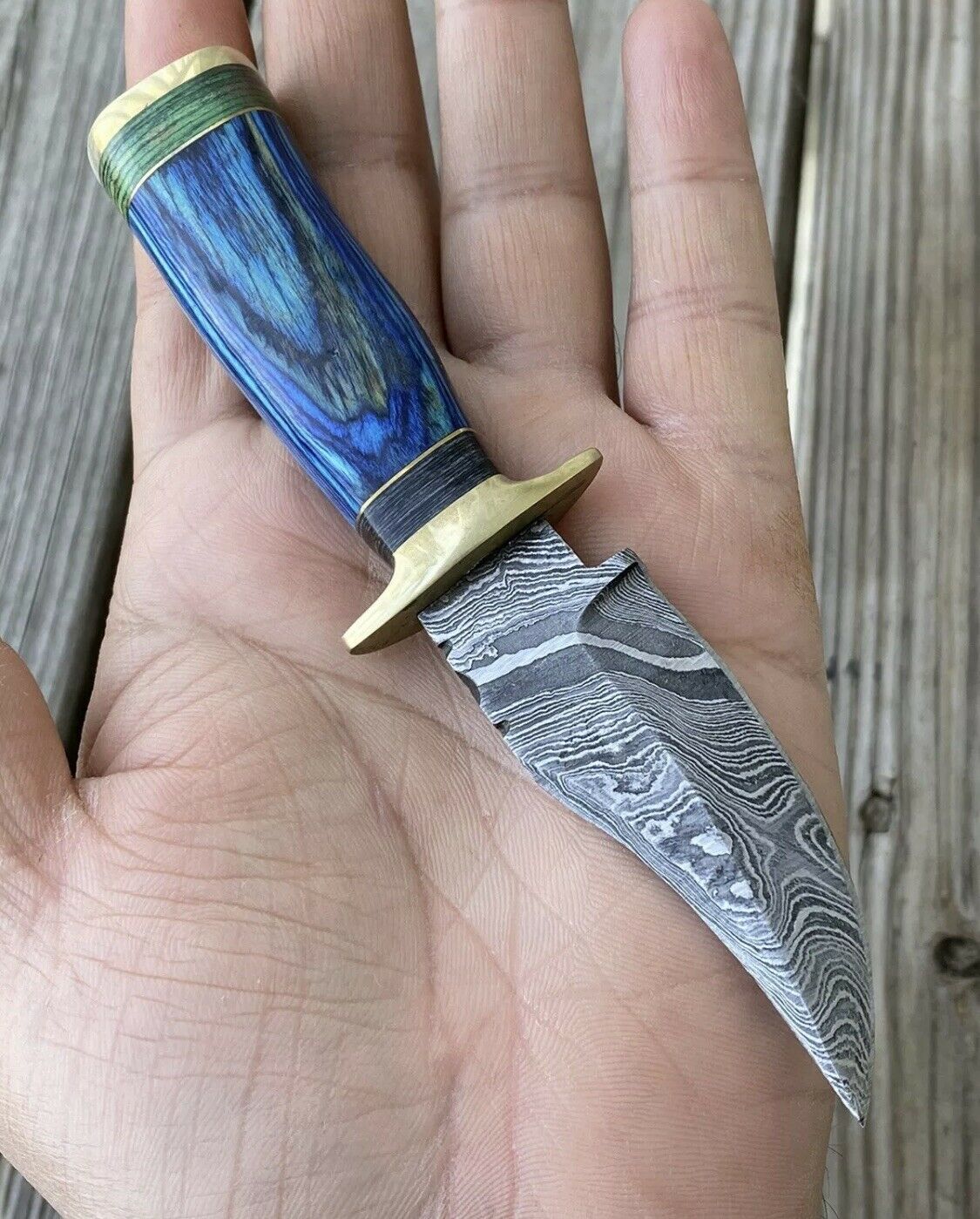 HS-728 Custom Handmade Damascus Steel Skinner Knife - Awesome Hard Wood Handle