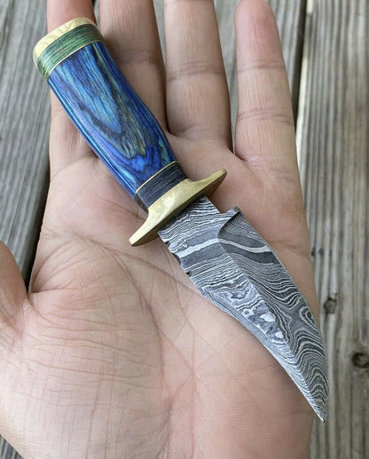HS-728 Custom Handmade Damascus Steel Skinner Knife - Awesome Hard Wood Handle