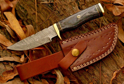 HS-761 Custom Handmade Damascus Steel Skinner Knife With Hard Wood Handle