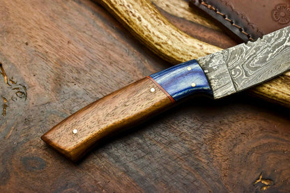 HS-624 Handmade Damascus Skinning Blade Camping Full Tang Knife