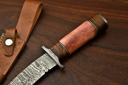 HS-869 Custom Handmade Damascus Steel Hunitng/Kukri Knife - Colour Camel Bone Handle