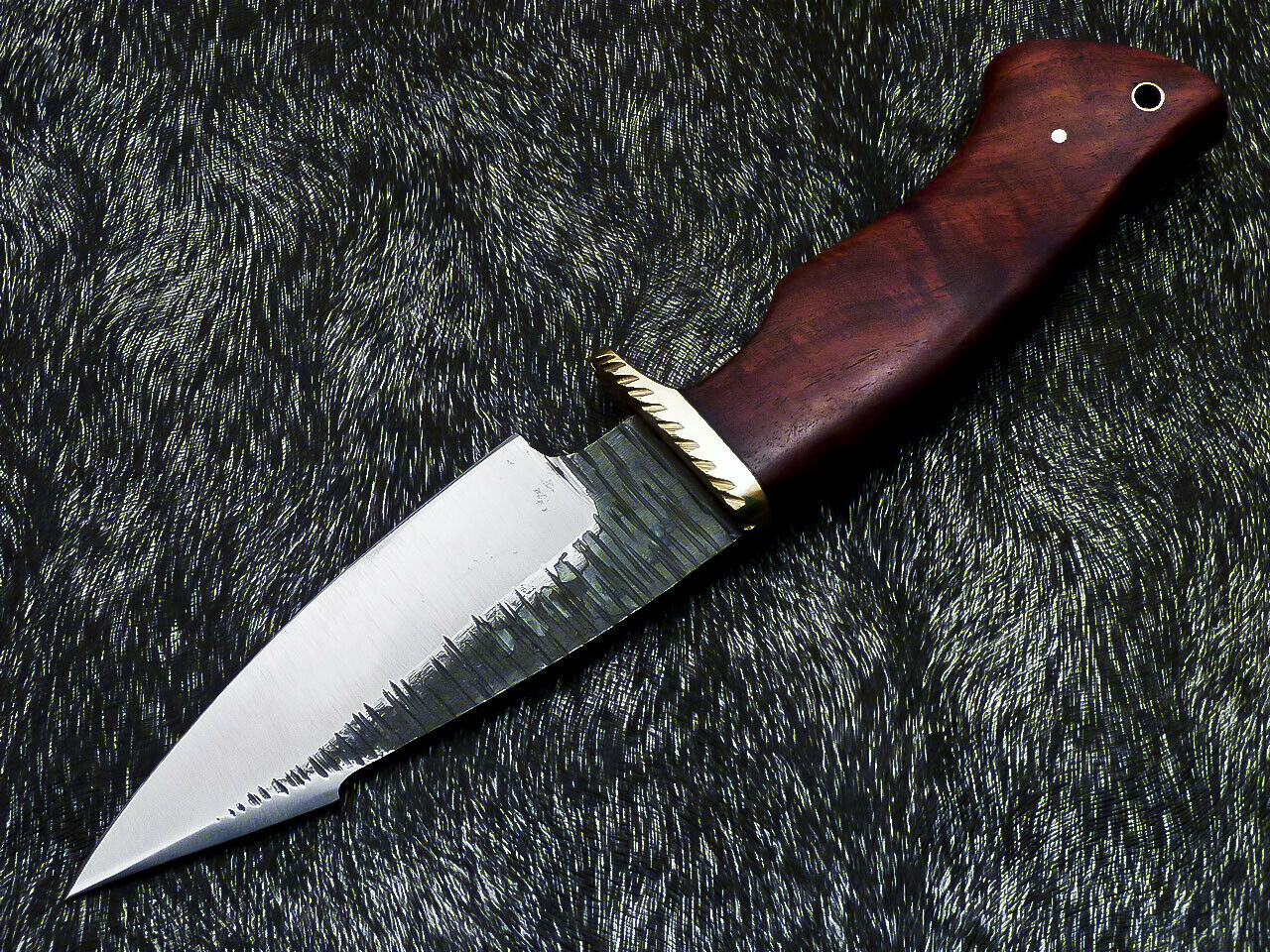 HS-377 '' Custom Hand Forged Railroad Spike Carbon Steel 10" Skinning Knife Wood