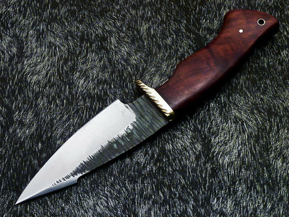 HS-377 '' Custom Hand Forged Railroad Spike Carbon Steel 10" Skinning Knife Wood