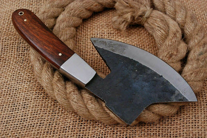 HS-1062 | 8.0'' Custom Handmade High Carbon Mini Axe Knife With Wood Handle