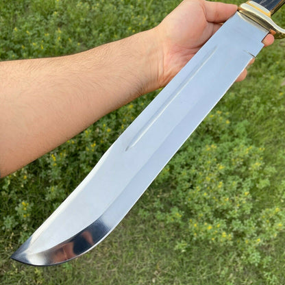 HS-382 '' 20'' Custom Hand Forged D2 Steel Crocodile Dundee Bowie Knife W/Sheath