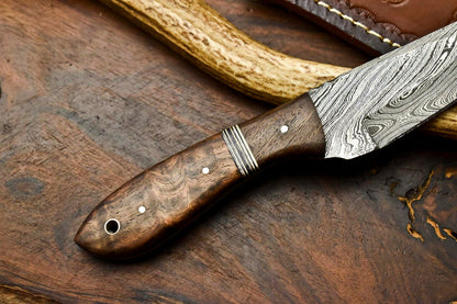 HS-595 Handmade Damascus Skinning Blade Camping Full Tang Knife