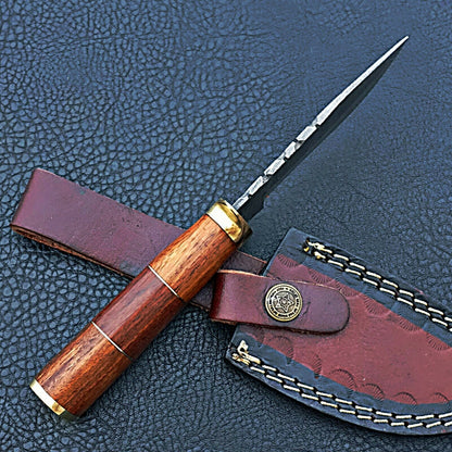 HS-422 | Custom Handmade Damascus Steel Hunting Knife - Beautiful Wood Handle