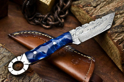 HS-649 Custom Handmade Damascus Hunting Skinning Blade Hunter Camping Full Tang Knife