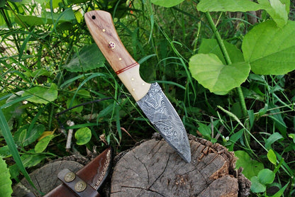 HS-360 '' Hand Forged Damascus Steel Fix Blade Hunting Knife 186 With Leather Sheath