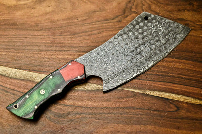 HS-274 Hand Made Damascus Steel Blade Chopper Cleaver Knife Full Tang Knife | Hard W