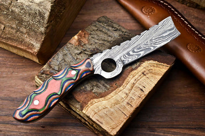 HS-999 | Custom Handmade Damascus Steel Bull Cutter Knife - Beautiful Hard Wood Handle