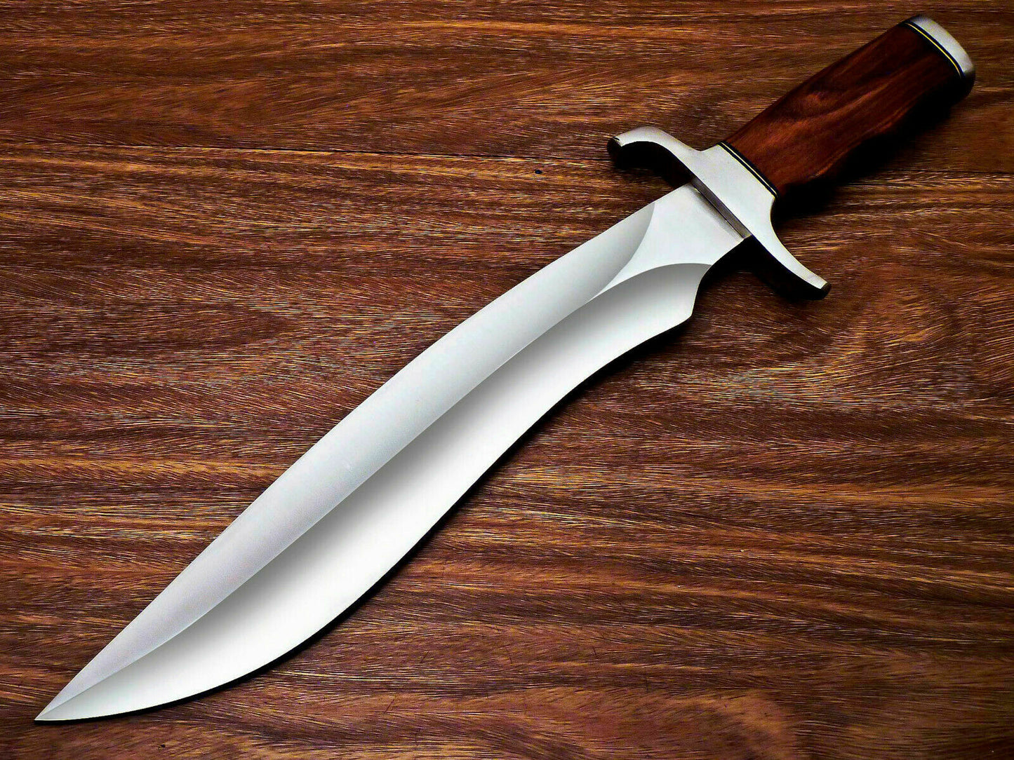 HS-380 CUSTOM HAND FORGED D2 TOOL Steel Blade 17" Bowie Hunting Knife NATURAL WOOD