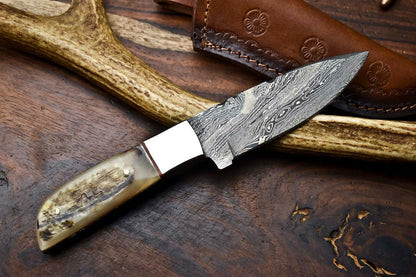 HS-617 Handmade Damascus Skinning Blade Camping Full Tang Knife