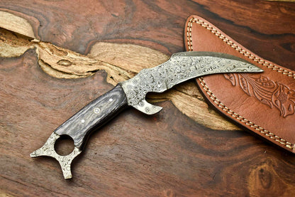 HS-904 Custom Handmade Damascus Hunting Blade Karambit Camping Full Tang Knife Gifts