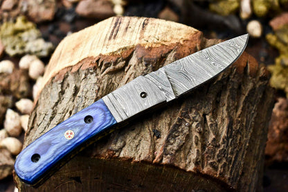 Custom Handmade Damascus Steel Pocket Folding Knife - Beautiful Hard Wood Handle