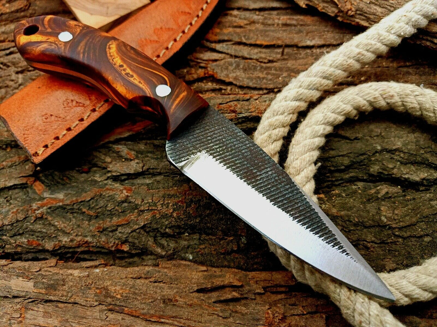 HS-590  Custom Handmade Damascus Skinner knife with wood handle