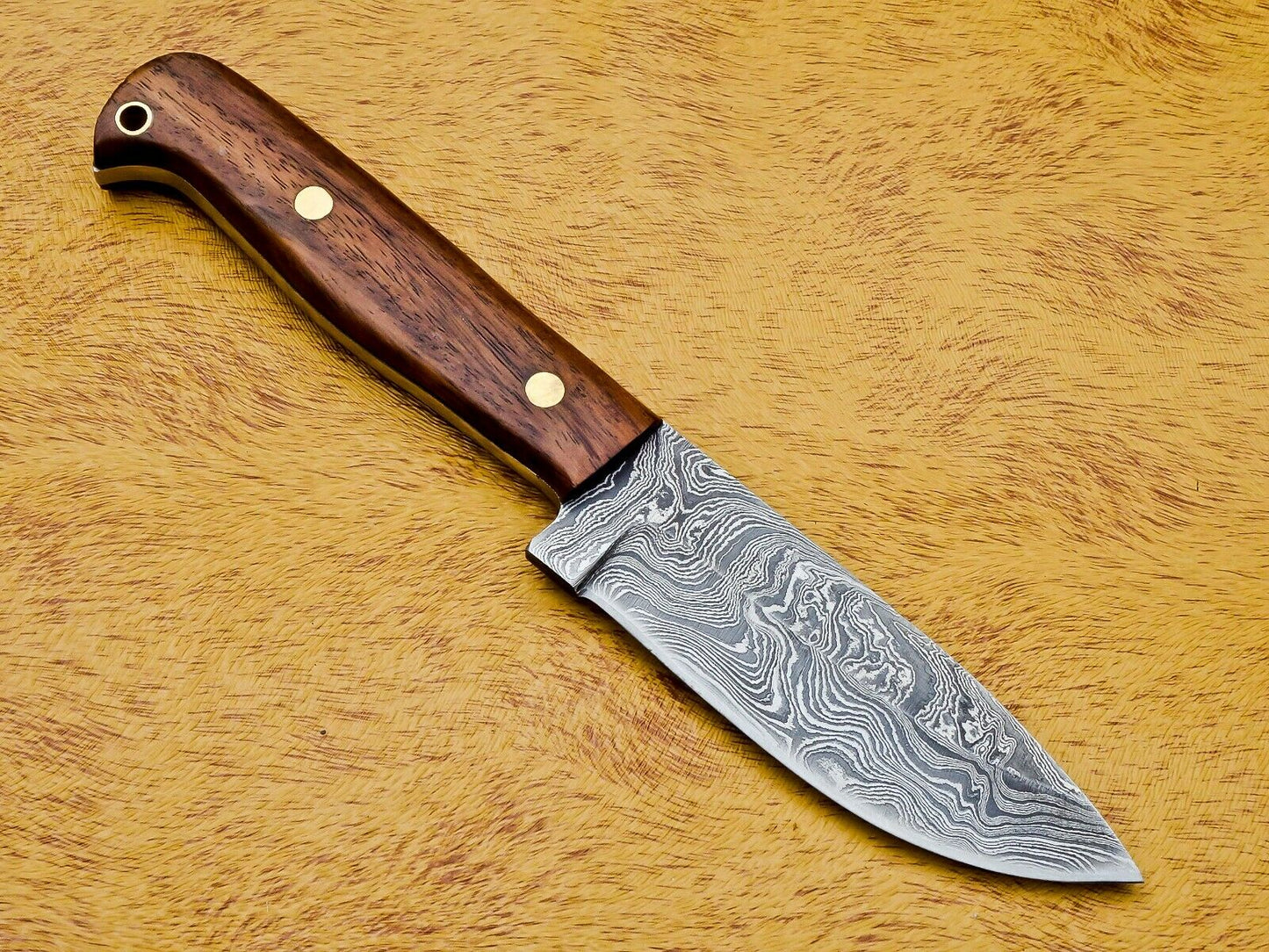 HS-585 CUSTOM DAMASCUS STEEL HUNTING/BOWIE/DAGGER KNIFE HANDLE ROSE WOOD WITH SHEATH