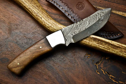 HS-627 Handmade Damascus Skinning Blade Camping Full Tang Knife