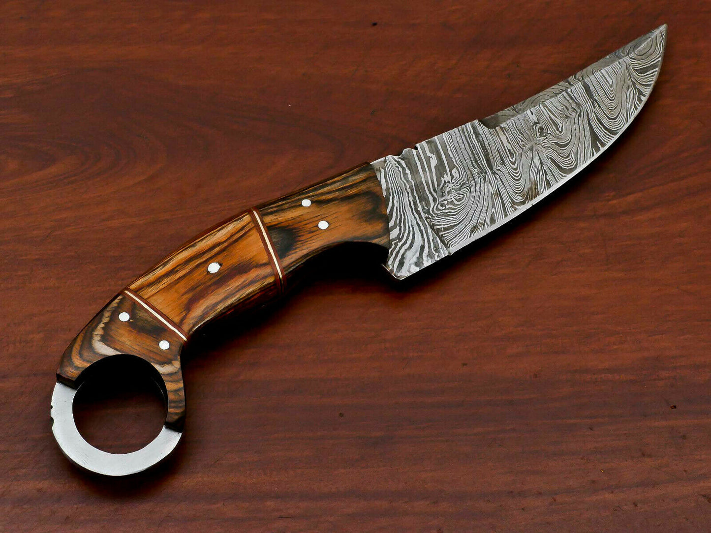 HS-571 HANDMADE DAMASCUS CUSTOM PAKKA WOOD HANDLE SKINNING CAMPING KNIFE