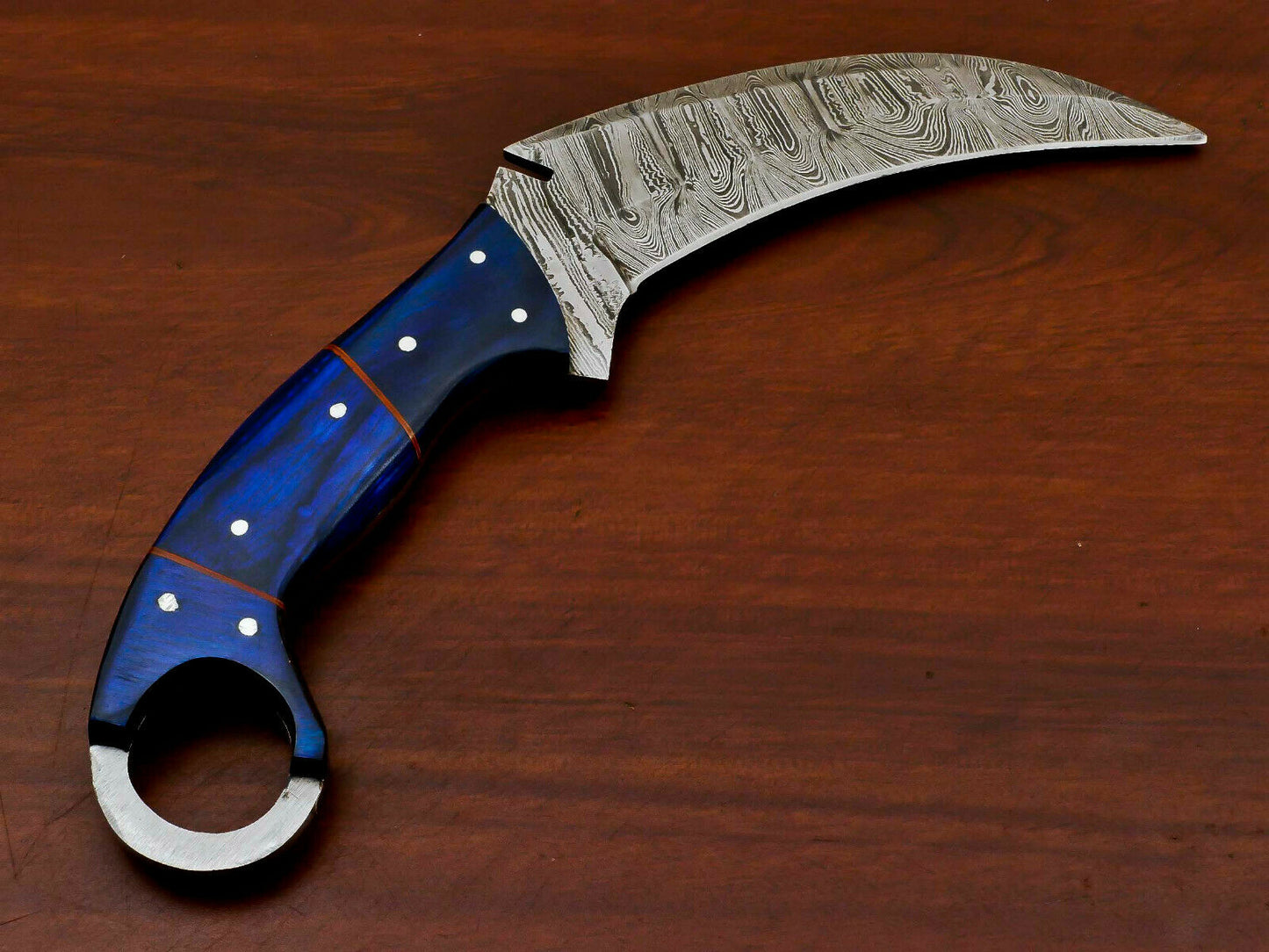 HS-887 HANDMADE DAMASCUS CUSTOM PAKKA WOOD KARAMBIT HUNTING KNIFE