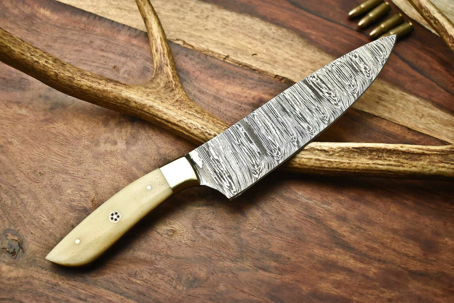 HS-265 Hand Made Damascus Steel Blade Chef Kitchen Full Tang Knife | CAMEL BONE Best gift for mom