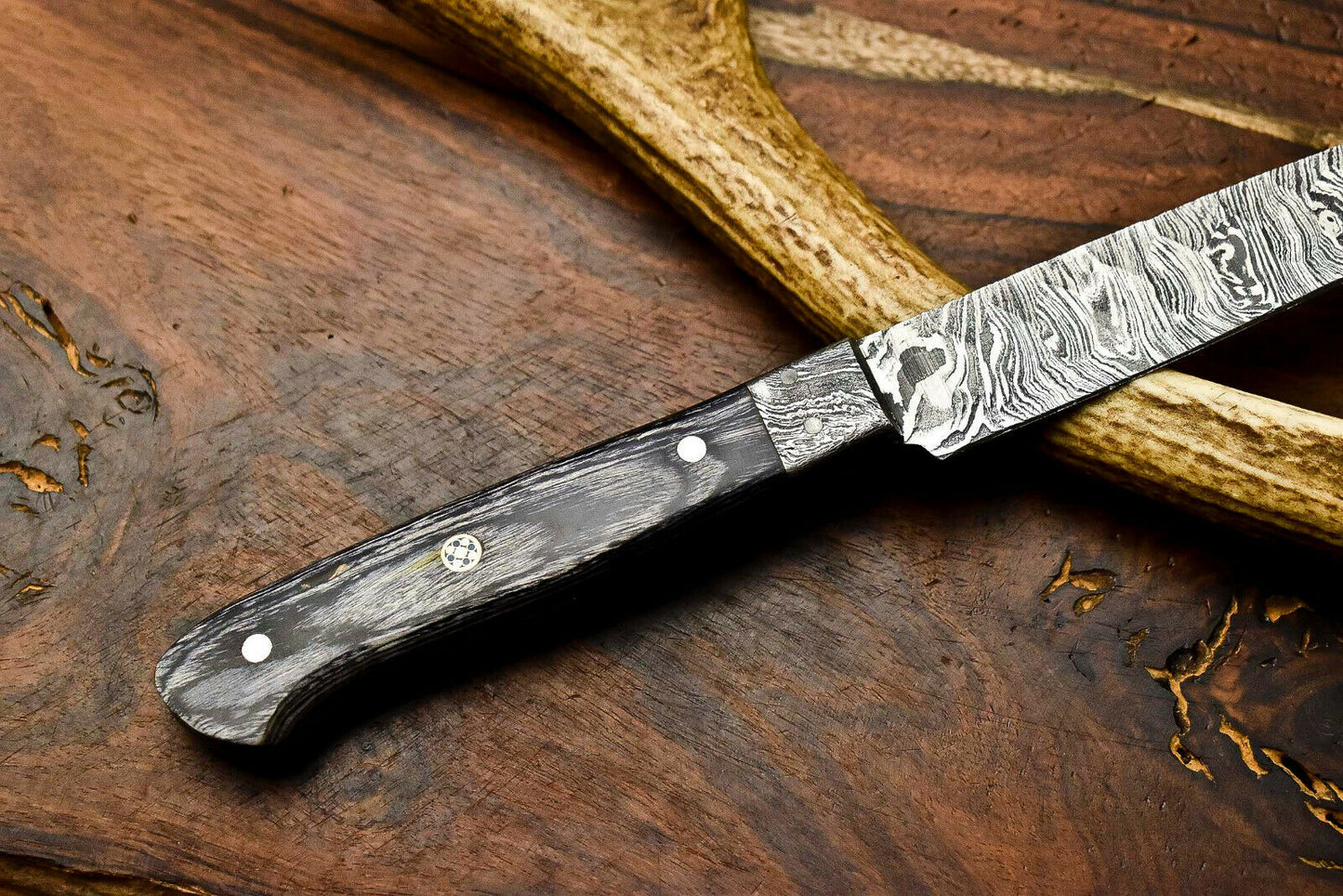 HS-270 Hand Made Damascus Steel Blade Chef Fish Fillet Full Tang Knife | Hard Wood USA Made