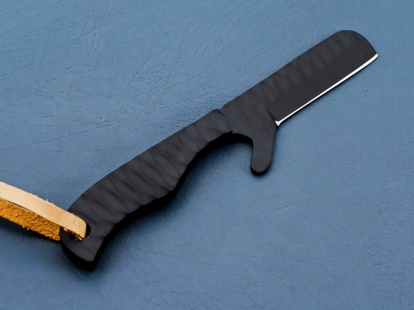 HS-947 Hand Forged J2 Steel Bull Cutter Knife – 2.75" Blade, Ceramic Finish, Leather Sheath