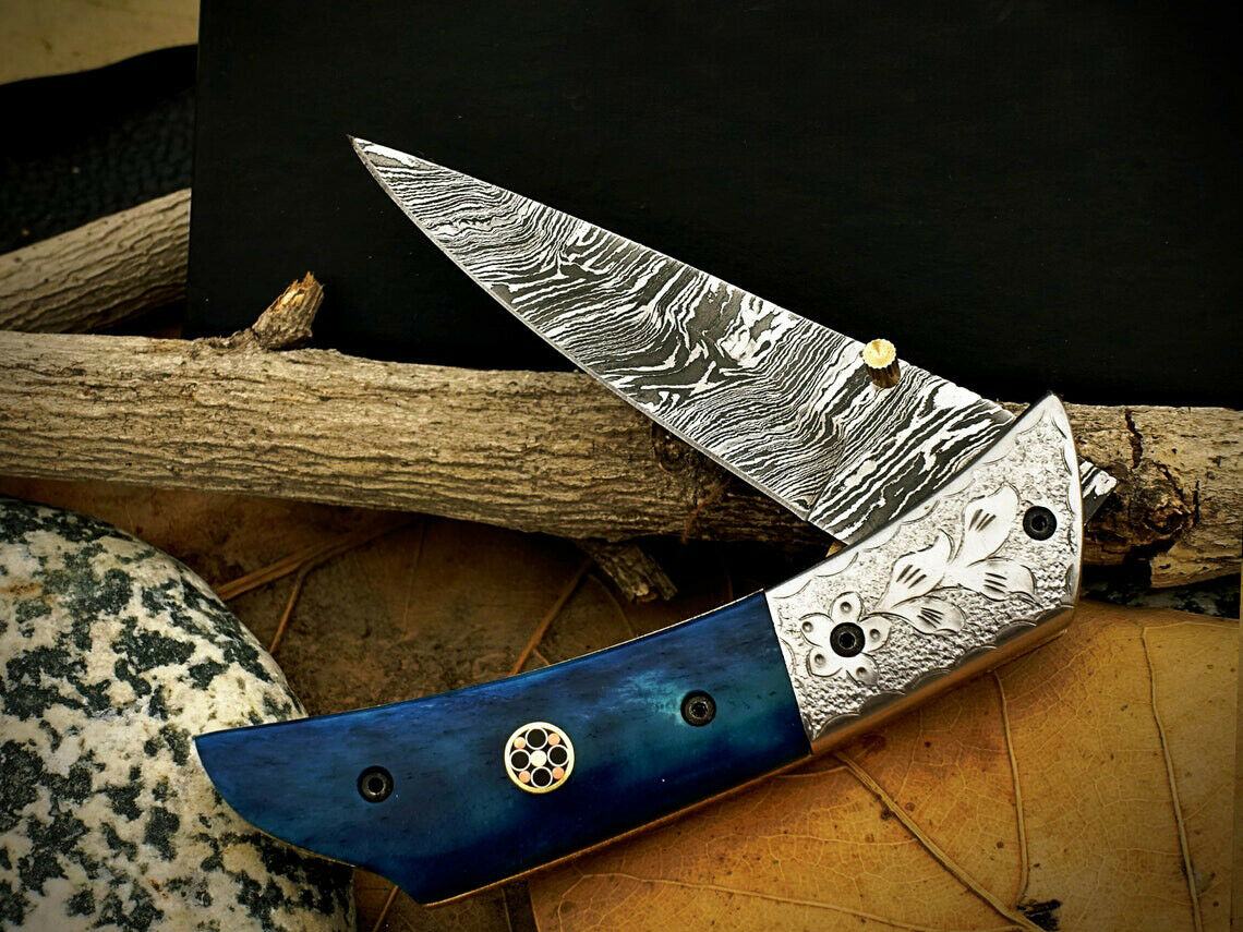 Damascus Steel Pocket Folding Knife – Liner Lock | HS-1114