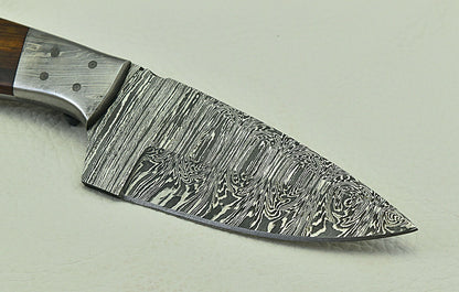 HS-586 8" Custom Handmade Damascus Steel Hunting Skinner knife With Rose Wood Handle