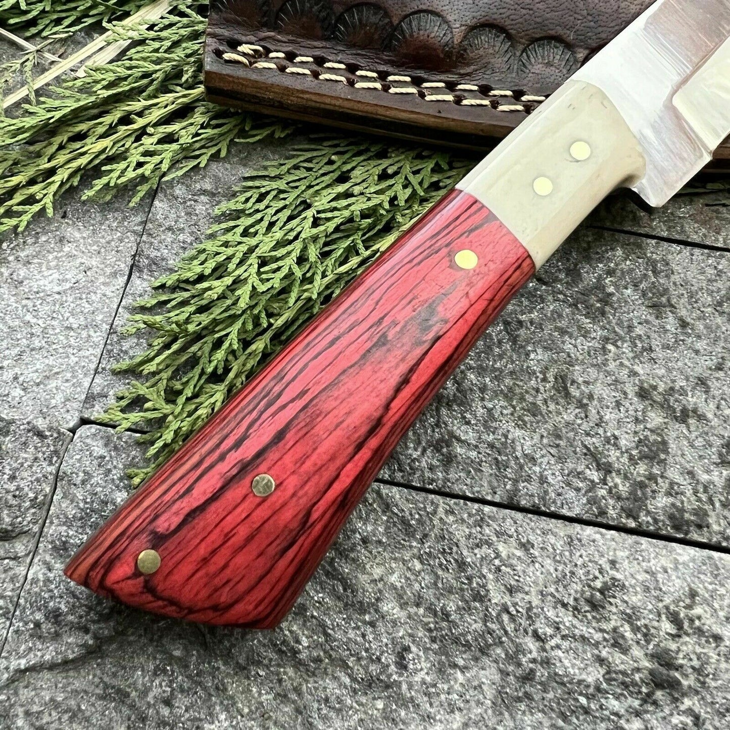 HS-383 '' Custom Handmade D2 Steel High Polish Hunting Skinner Knife W/Sheath