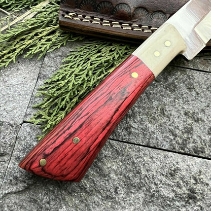 HS-383 '' Custom Handmade D2 Steel High Polish Hunting Skinner Knife W/Sheath